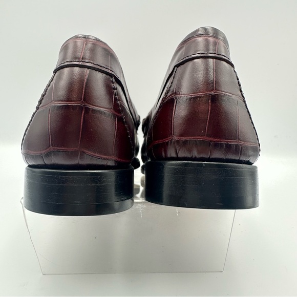 Bass Weejuns Women’s Diane Leather Croc Embossed Burgundy Oxblood Penny Size 7M - Picture 4 of 12